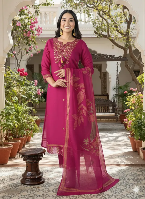 Pink_Embroidered_Cotton_Kurta_Set_With_Printed_Dupatta