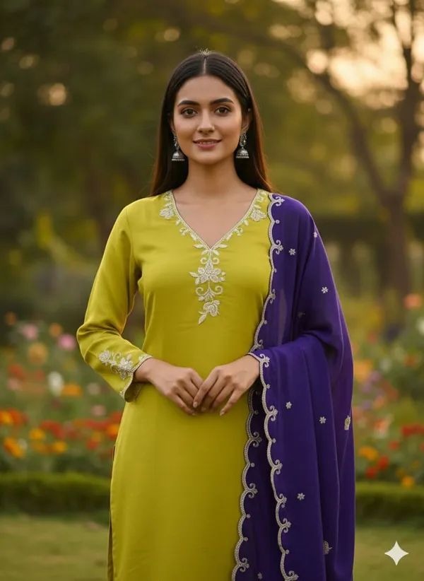 Yellow_&_Purple_Embroidered_Kurta_Set_With_Dupatta