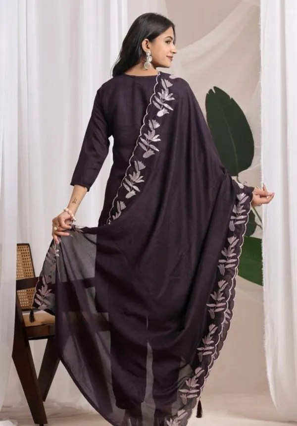 Women's_Embroidered_Cotton_Suit_Set_Black_With_Lavender_Floral_Embroidery