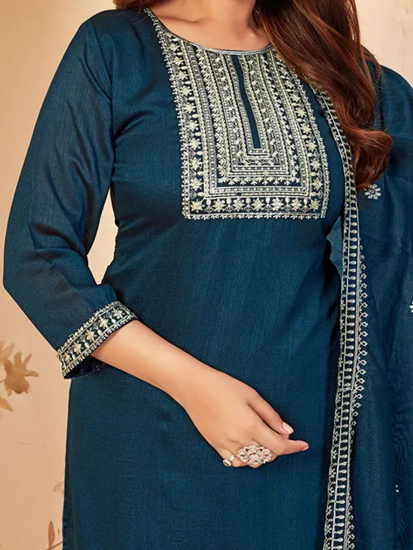 Elegant_Teal_Blue_Embroidered_Ethnic_Suit_Set_For_Women_(3Piece_Set)