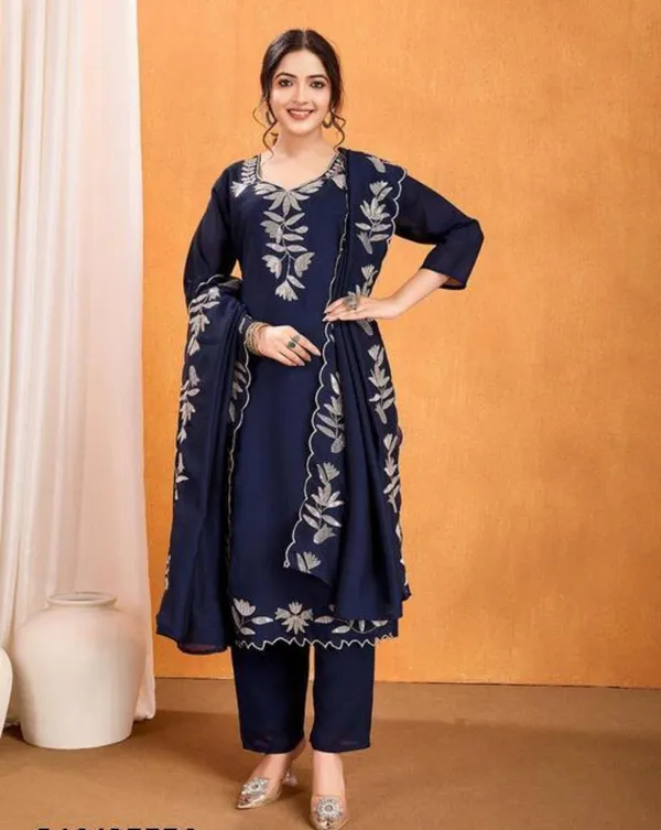Navy_Blue_Embroidered_Kurta_Set_With_Dupatta
