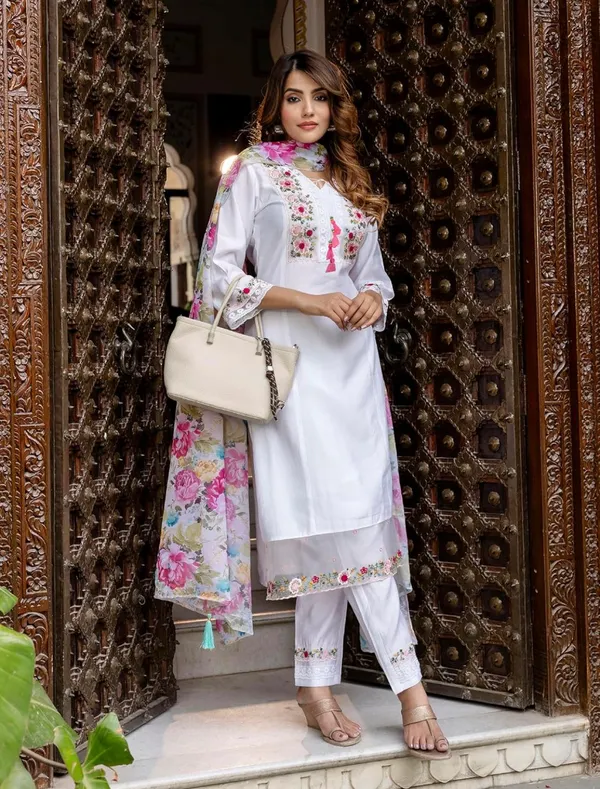 White_Embroidered_Cotton_Kurta_Set_With_Floral_Dupatta