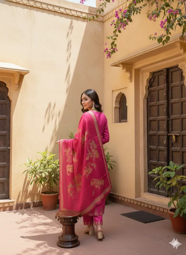 Pink_Embroidered_Cotton_Kurta_Set_With_Printed_Dupatta