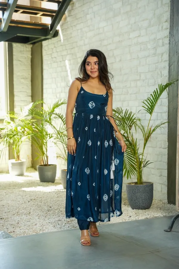 Women's_Blue_Printed_Cotton_Silk_Kurti_Dress_With_Spaghetti_Straps