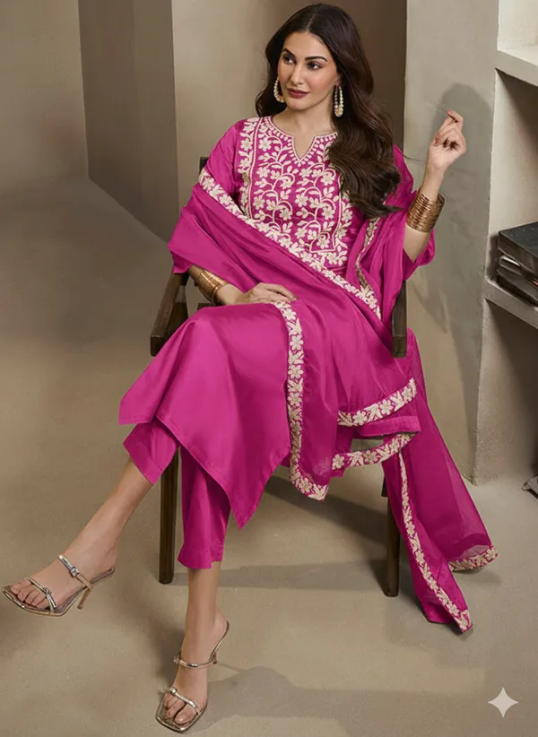 Magenta_Embroidered_Straight_Kurta_Set_With_Dupatta_Premium_Quality