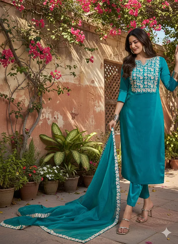 Turquoise_Blue_Embroidered_Suit_Set_With_Dupatta