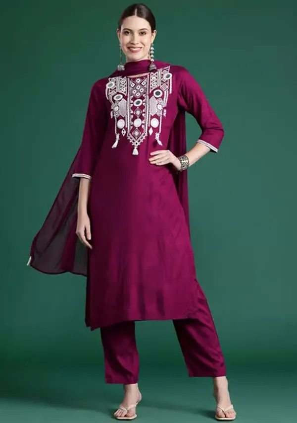 Maroon_Embroidered_Kurta_Set_With_Dupatta