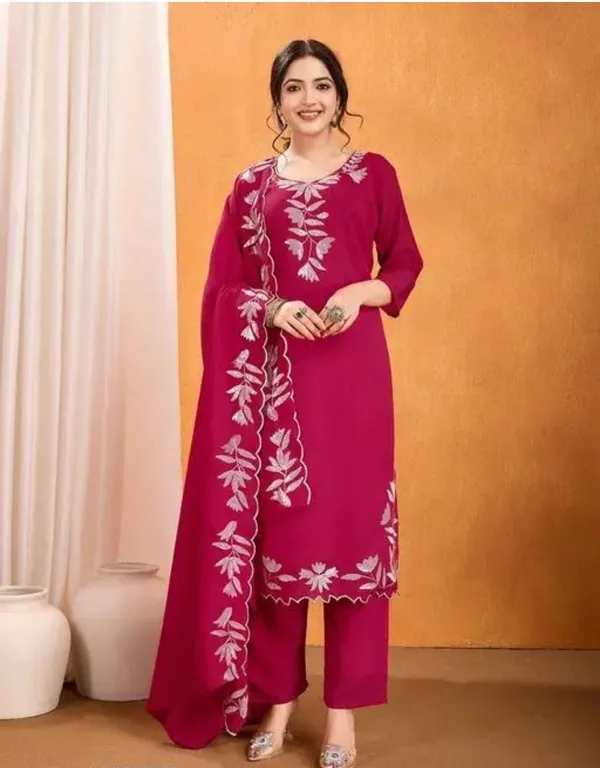 Magenta_Embroidered_Kurta_Set_With_Dupatta_Women's_Ethnic_Suit