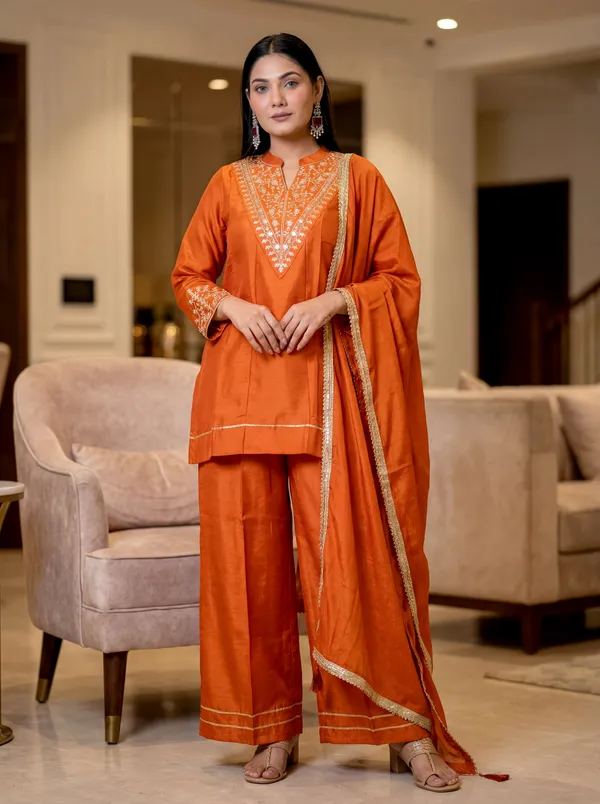 Women's_Orange_Embroidered_Kurta_Set_With_Palazzo_And_Dupatta