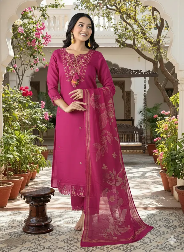 Pink_Embroidered_Cotton_Kurta_Set_With_Printed_Dupatta