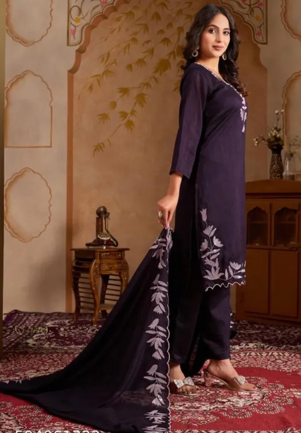 Women's_Embroidered_Cotton_Suit_Set_Black_With_Lavender_Floral_Embroidery
