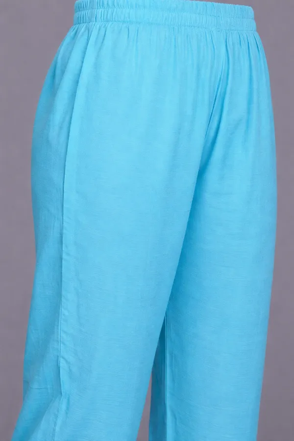 Turquoise_Blue_Embroidered_Kurta_Set_With_Floral_Dupatta