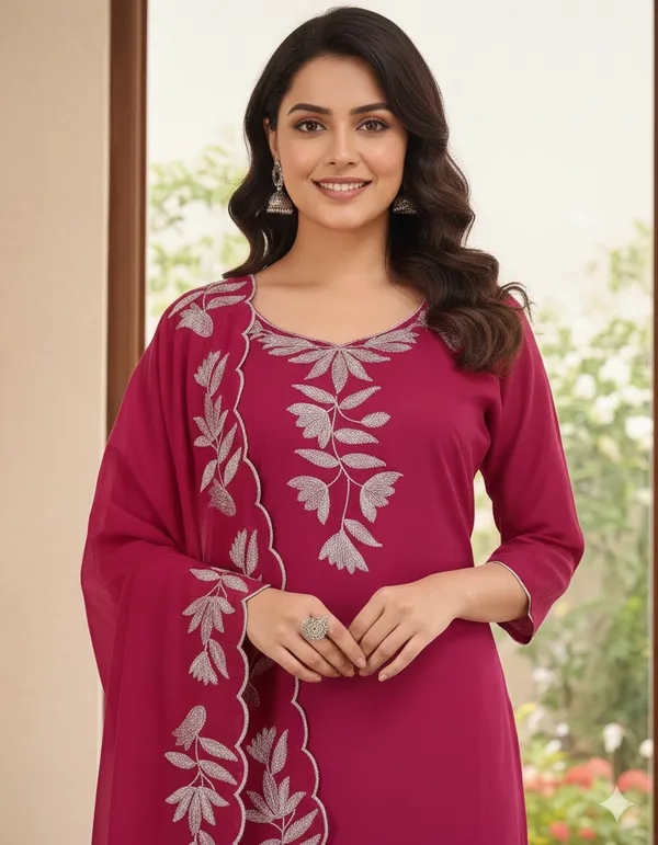 Magenta_Embroidered_Kurta_Set_With_Dupatta_Women's_Ethnic_Suit
