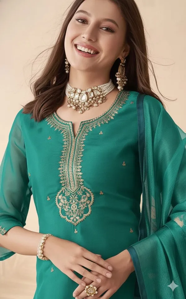 Turquoise_Green_Embroidered_Salwar_Suit_Set_With_Dupatta