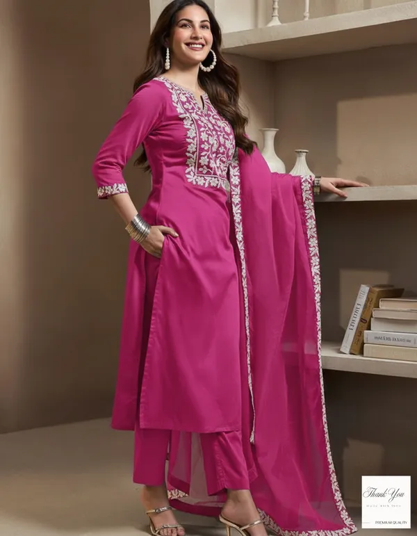 Magenta_Embroidered_Straight_Kurta_Set_With_Dupatta_Premium_Quality