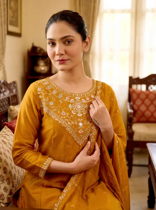 Mustard_Yellow_Embroidered_Anarkali_Suit_Set_With_Dupatta