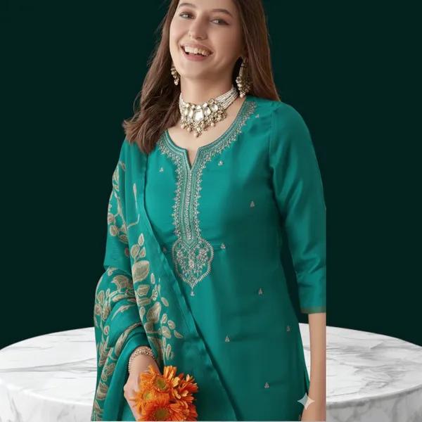 Turquoise_Green_Embroidered_Salwar_Suit_Set_With_Dupatta