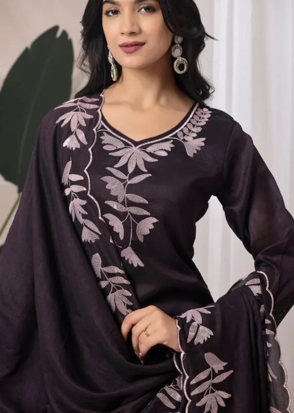 Women's_Embroidered_Cotton_Suit_Set_Black_With_Lavender_Floral_Embroidery