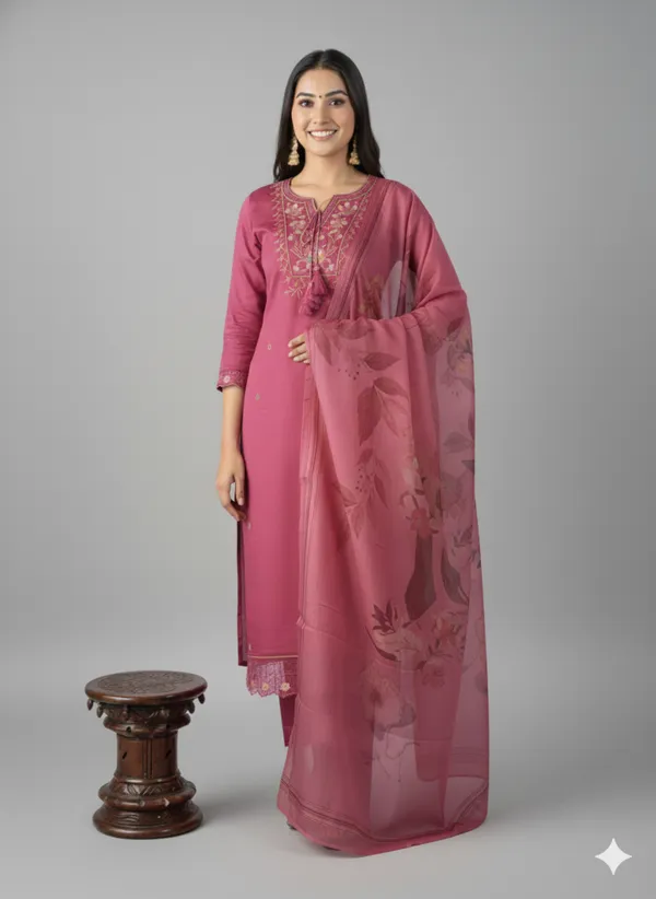 Pink_Embroidered_Cotton_Kurta_Set_With_Printed_Dupatta