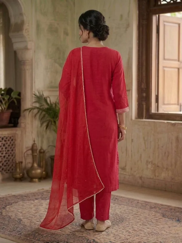 Red_Embellished_Kurta_Set_With_Dupatta_Ethnic_Wear_For_Women