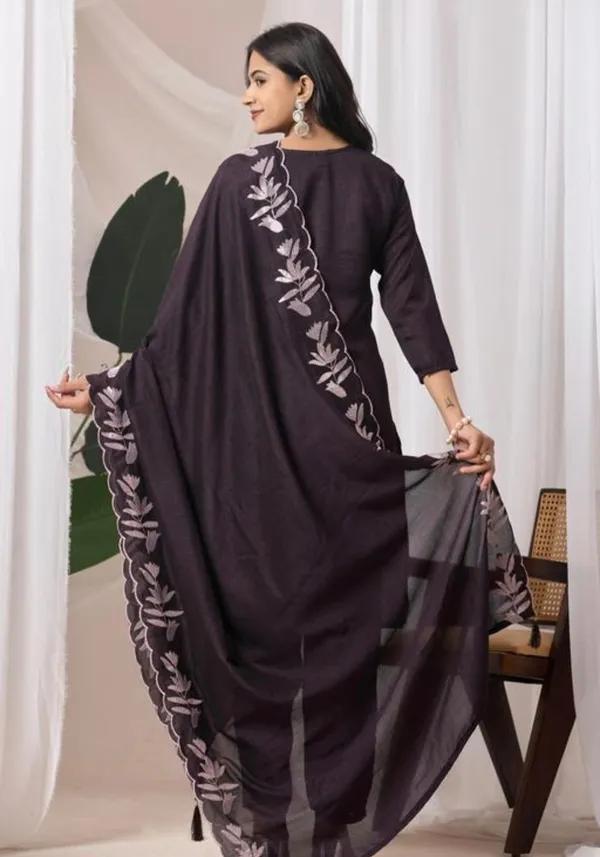 Women's_Embroidered_Cotton_Suit_Set_Black_With_Lavender_Floral_Embroidery