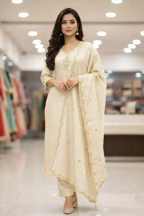 Elegant_Cream_Unstitched_Suit_Material_With_Golden_Embroidery_Work