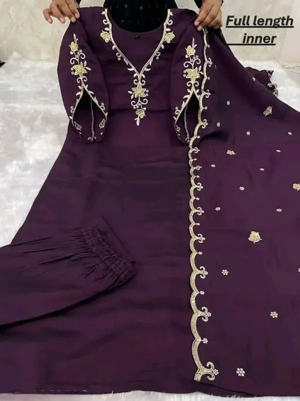 Wine_Embroidered_Georgette_Salwar_Suit_Set_With_Dupatta