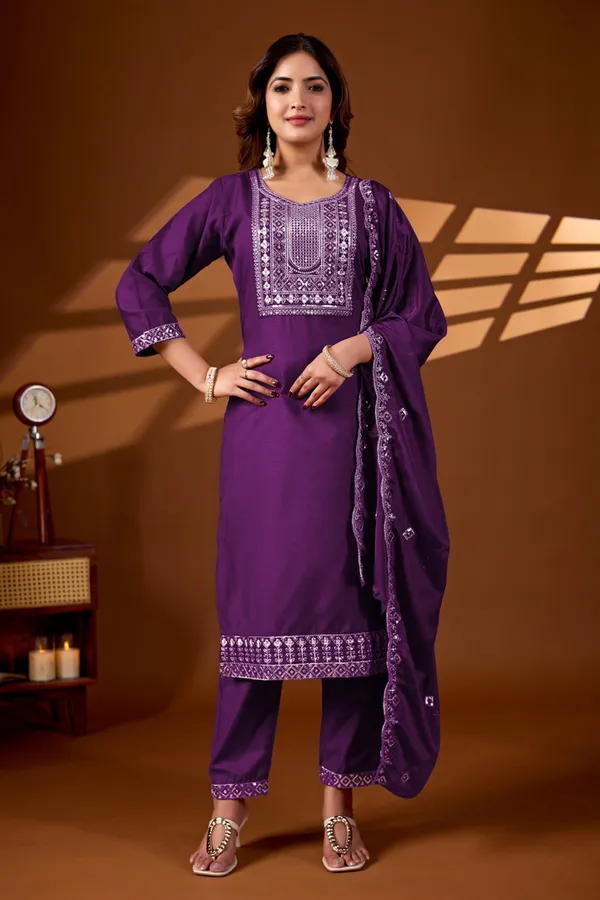 Purple_Embroidered_Kurta_Set_With_Dupatta_Women's_Ethnic_Wear