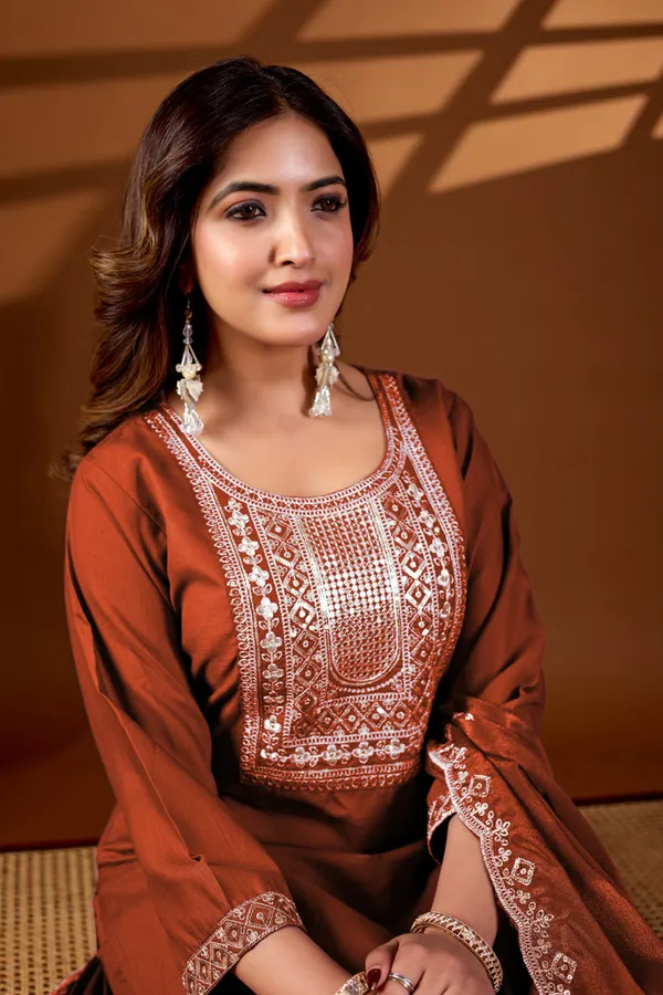 Rust_Orange_Embroidered_Kurta_Set_With_Dupatta_Ethnic_Wear_For_Women