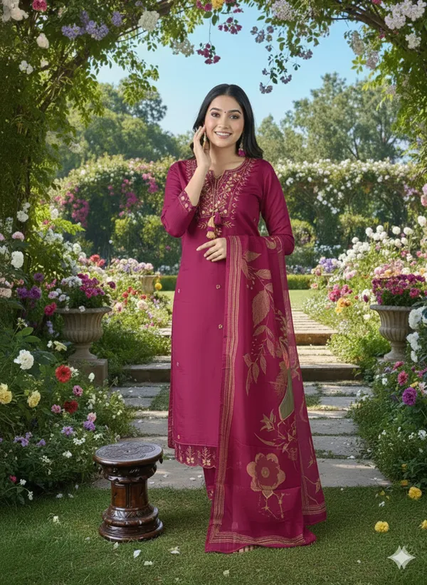 Pink_Embroidered_Cotton_Kurta_Set_With_Printed_Dupatta