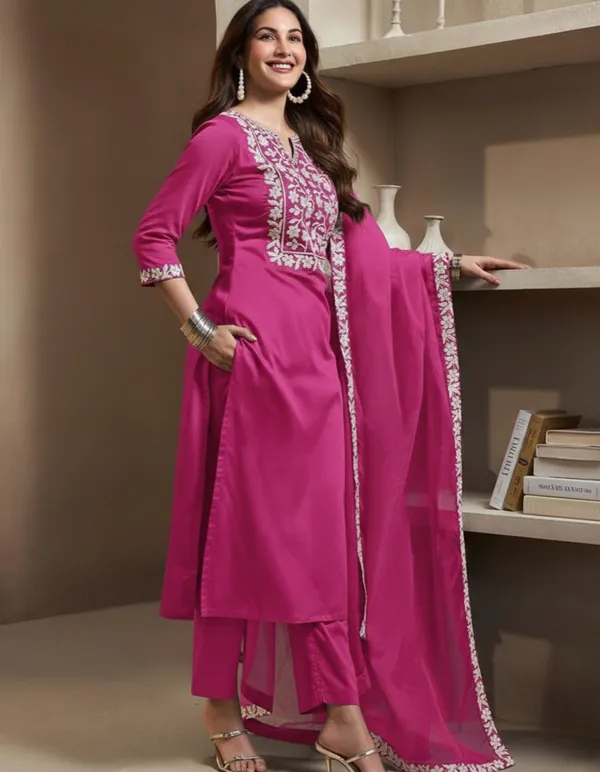 Magenta_Embroidered_Straight_Kurta_Set_With_Dupatta_Premium_Quality