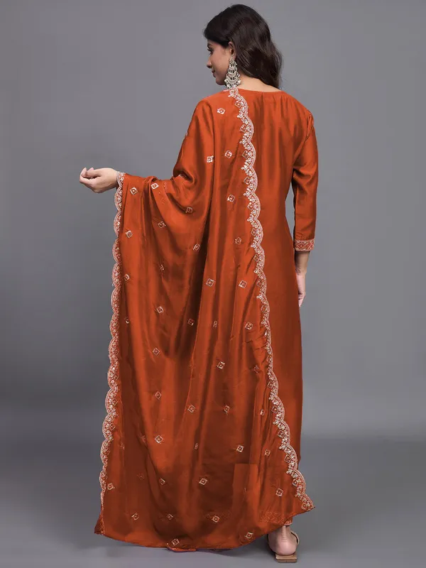 Rust_Orange_Embroidered_Kurta_Set_With_Dupatta_Ethnic_Wear_For_Women