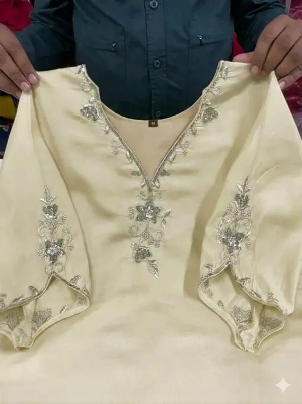 Off_White_Embroidered_Pakistani_Suit_Set_With_Silver_And_Green_Detailing