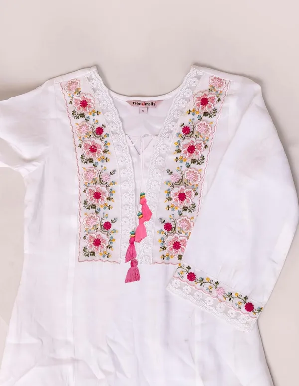 White_Embroidered_Cotton_Kurta_Set_With_Floral_Dupatta