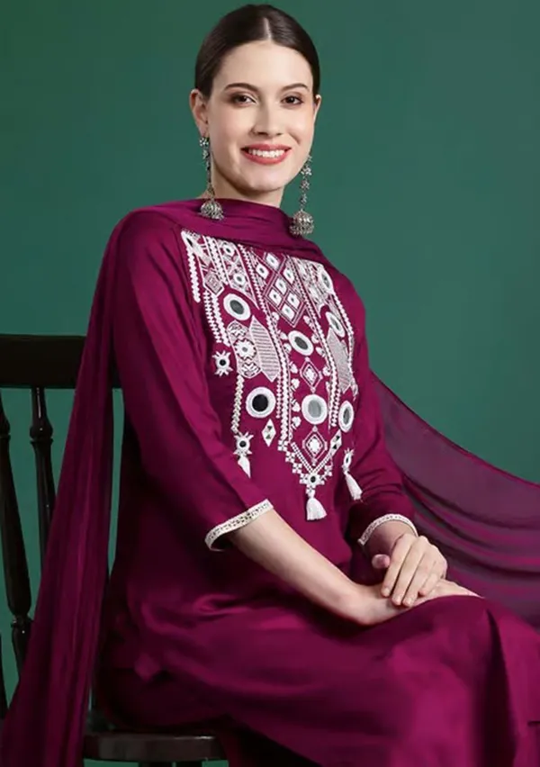 Maroon_Embroidered_Kurta_Set_With_Dupatta