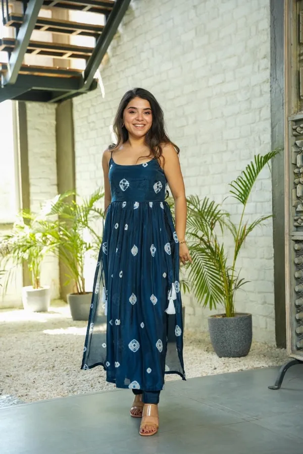 Women's_Blue_Printed_Cotton_Silk_Kurti_Dress_With_Spaghetti_Straps