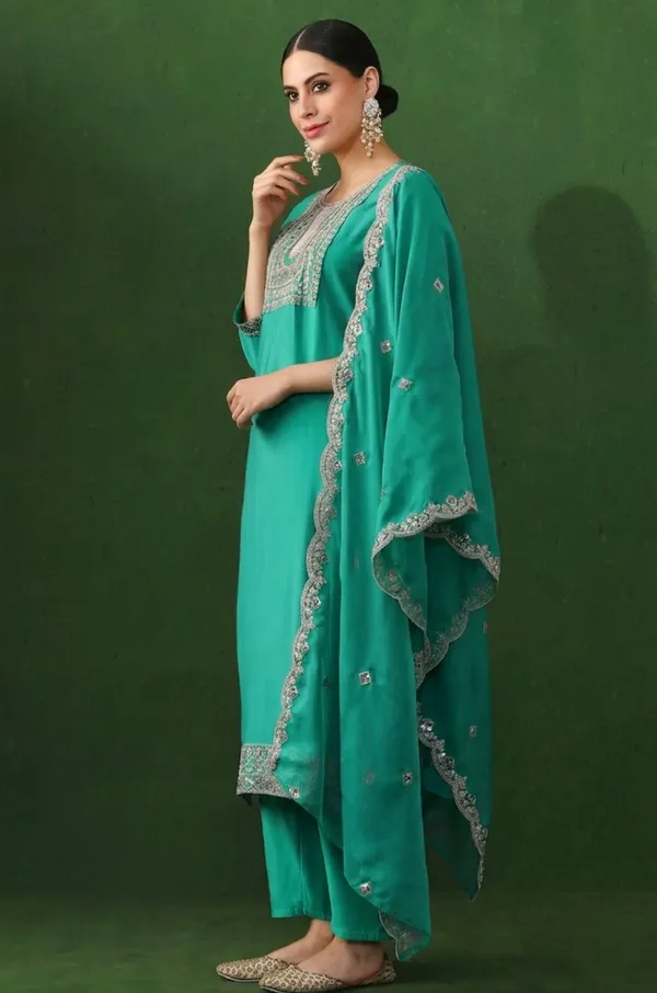 Turquoise_Embellished_Kurta_Set_With_Dupatta_Ethnic_Wear_For_Women