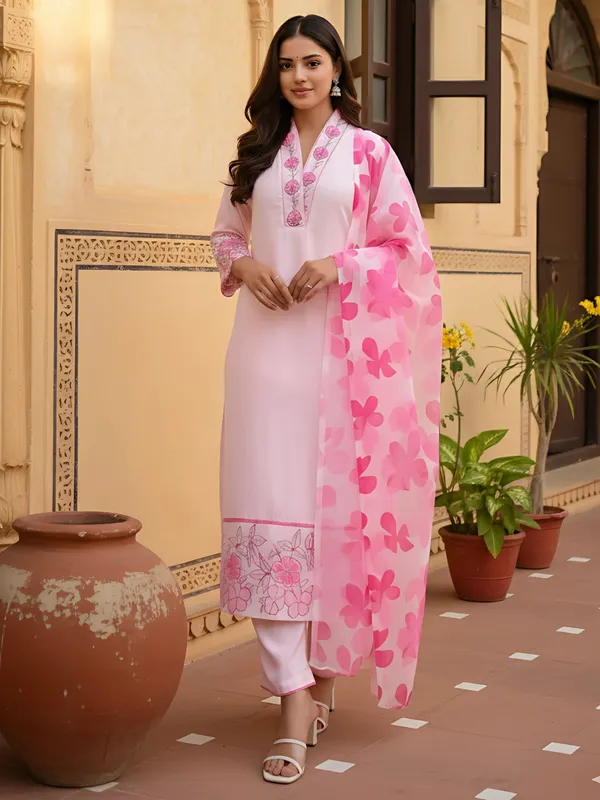 Pink_Floral_Embroidered_Cotton_Kurta_Set_With_Dupatta_Women's_Ethnic_Wear