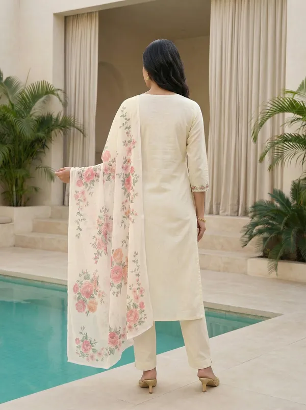 White_Embroidered_Kurta_Set_With_Floral_Dupatta
