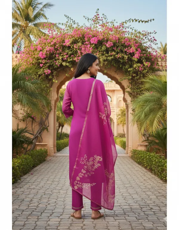 Women's_Ethnic_Straight_Kurta_Set_With_Embroidered_Dupatta_Magenta/Wine