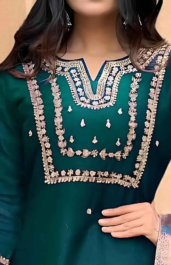 Teal_Green_Embroidered_Salwar_Suit_Set_With_Banarasi_Dupatta