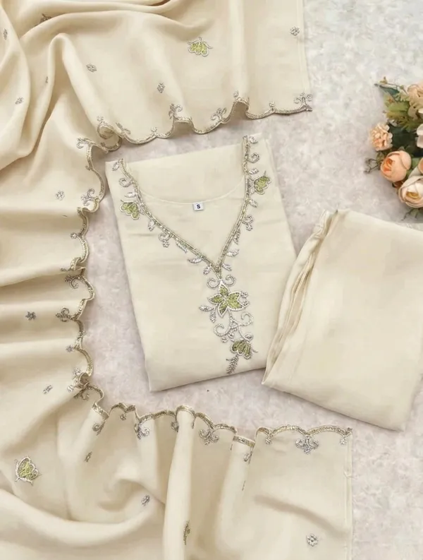 Off_White_Embroidered_Pakistani_Suit_Set_With_Silver_And_Green_Detailing
