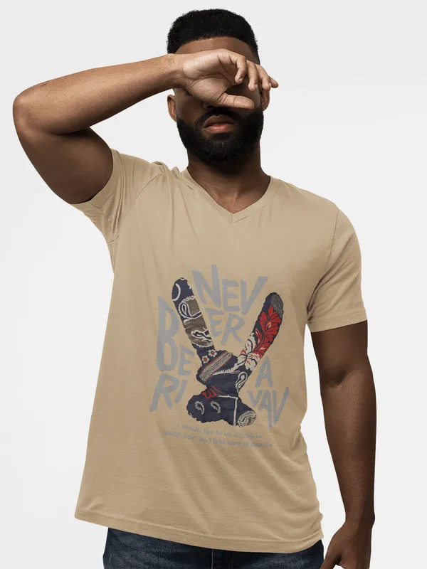 Beige_Never_Be_My_Rival_Slogan_Print_T_Shirt_For_Men