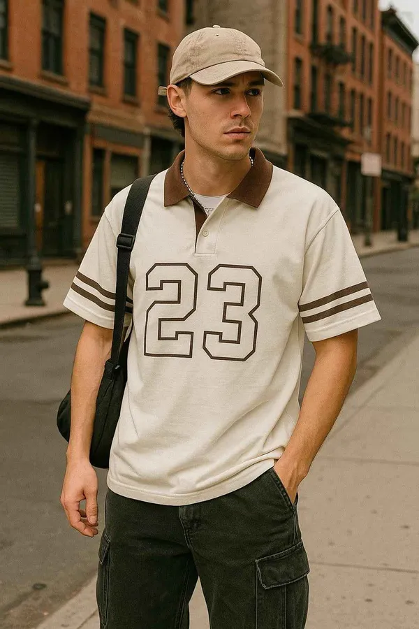 Brown_And_White_Street_Classic_23_Striped_Sleeve_T_Shirt_For_Men