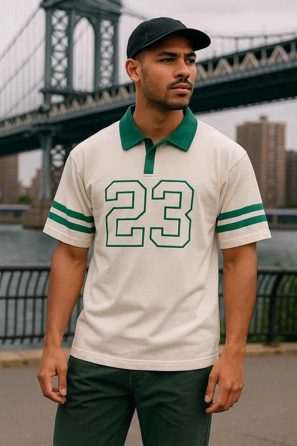 White_Street_Classic_23_Striped_Sleeve_T_Shirt_For_Men