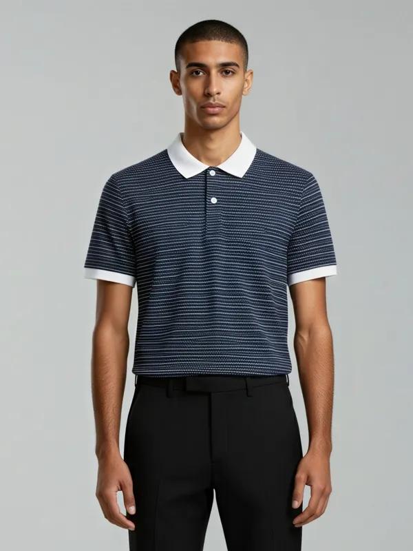 Indigo_Retro_Knit_Polo_T_Shirt_Pattern_For_Men