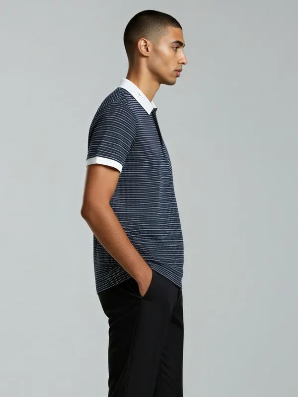 Indigo_Retro_Knit_Polo_T_Shirt_Pattern_For_Men