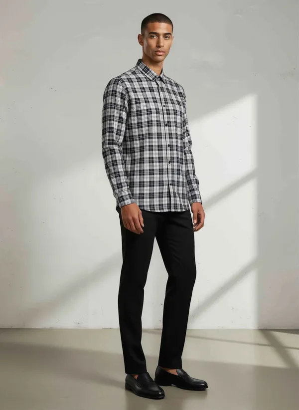 Black_And_White_Soft_Finish_Cotton_Twill_Check_Casual_Shirt_For_Men