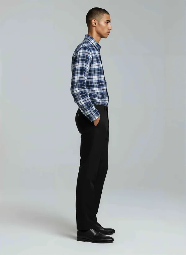 Blue_Check_Brushed_Cotton_Casual_Shirt_For_Men
