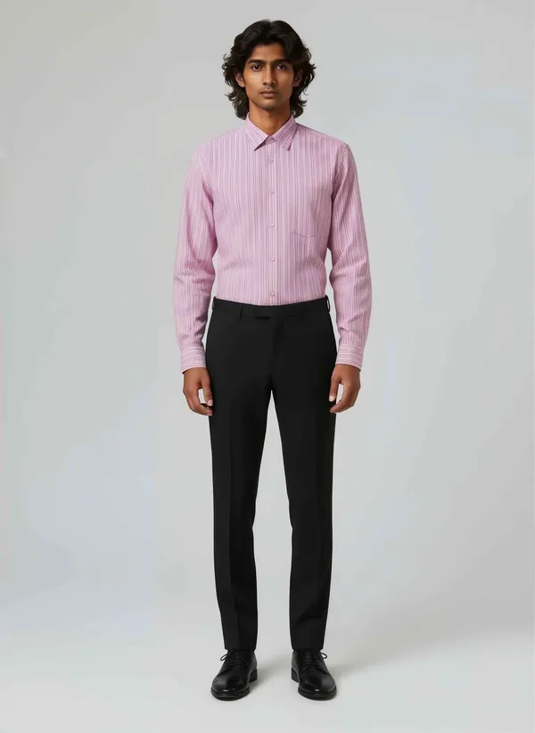 Pink_Striped_Seersucker_Casual_Shirt_For_Men